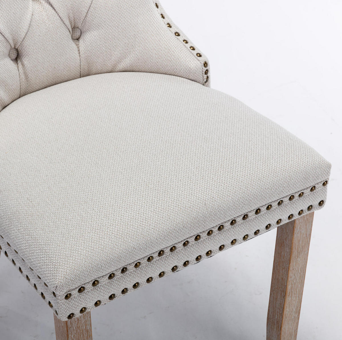ESSZIMMERSTUHL 2er-Set mit hoher Rückenlehne Leinen Beige - Weiß, Holz (50/95/65cm) - Meubliv