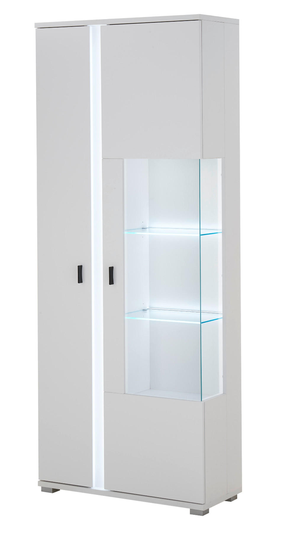 VITRINE weiß matt, Vitrinenschrank inklusive Frontbeleuchtung 80 x 200 cm - Weiß, Holzwerkstoff (80/200/35cm) - Furn.Design