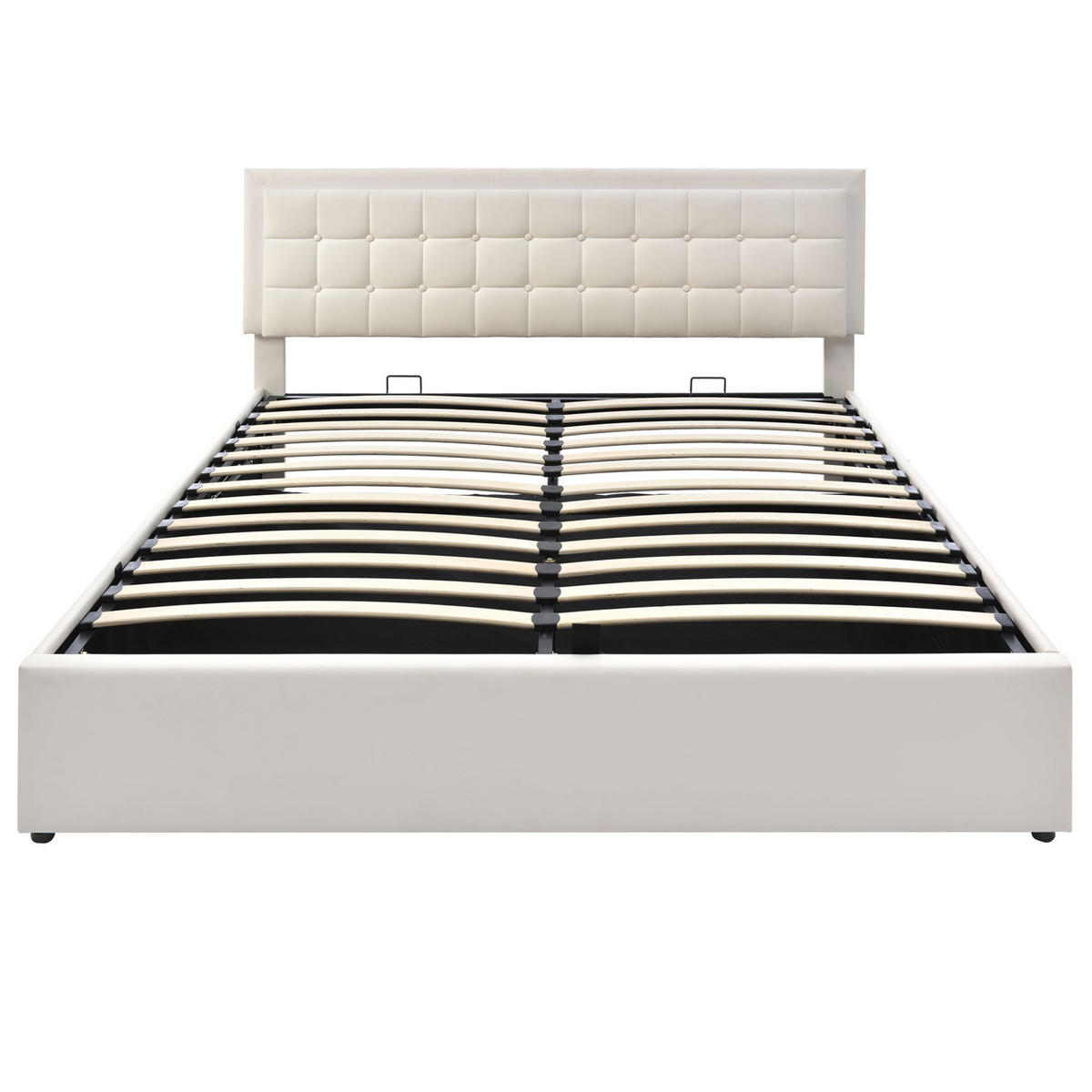 POLSTERBETT 160/200 cm Weiß - Weiß, Leder/Holzwerkstoff (165/203/107cm) - Urban Meuble