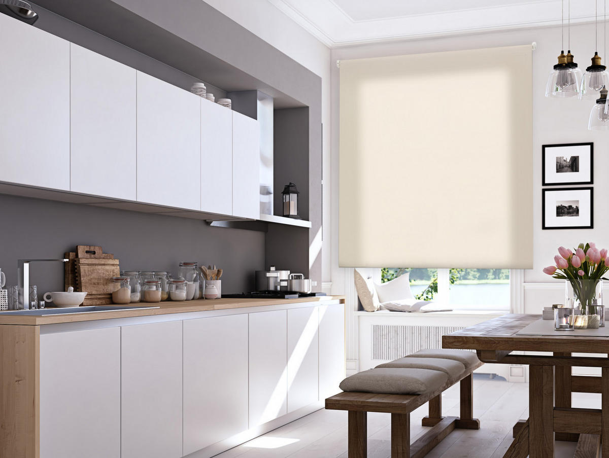 ROLLO Polyester Transluzent Beige 160x250 - Beige, Textil (160/250/1cm) - Purline