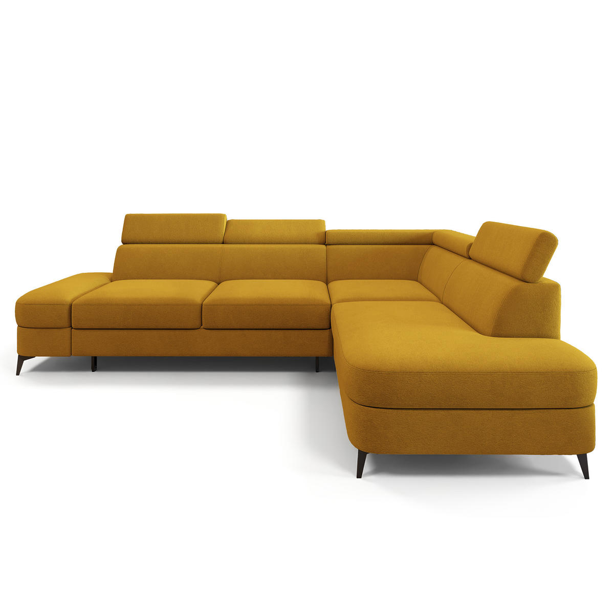 ECKSOFA AVISE MV R-S Gelb Velours-Stoff mit Schlaffunktion - Gelb, Holzwerkstoff/Textil (268/195cm) - MASSENO