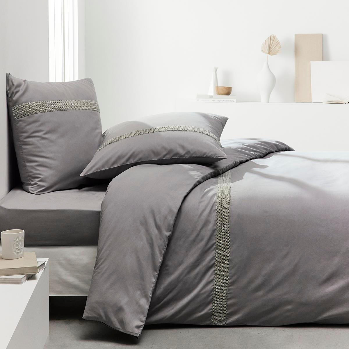 SPANNBETTLAKEN Perkal 200/140/30 cm - Grau, Naturmaterialen (140/200cm) - Today