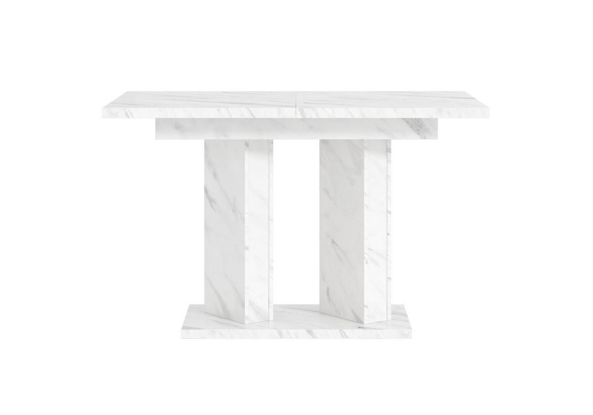 ROZKLADACÍ jedálenský stôl, biely, dekor mramoru - biela s vysokým leskom, kompozitné drevo (80/160/75cm) - Home Collective