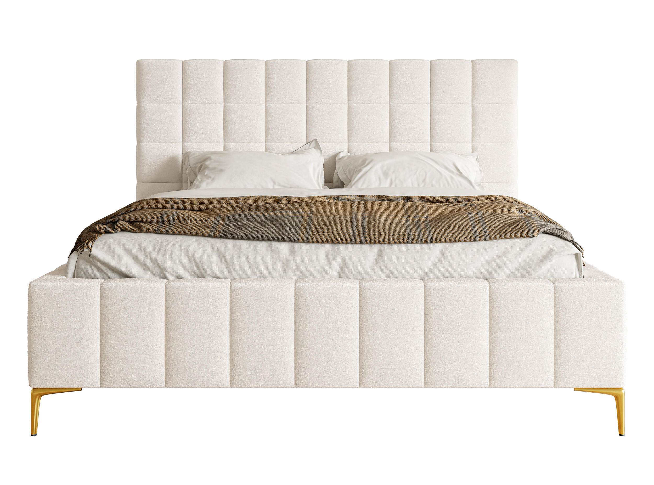POLSTERBETT Szejlo Creme Chenille 160 cm - Goldfarben/Creme, Textil/Metall (160/200cm) - Selsey