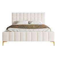 POLSTERBETT Szejlo Creme Chenille 140 cm - Goldfarben/Creme, Textil/Metall (140/200cm) - Selsey