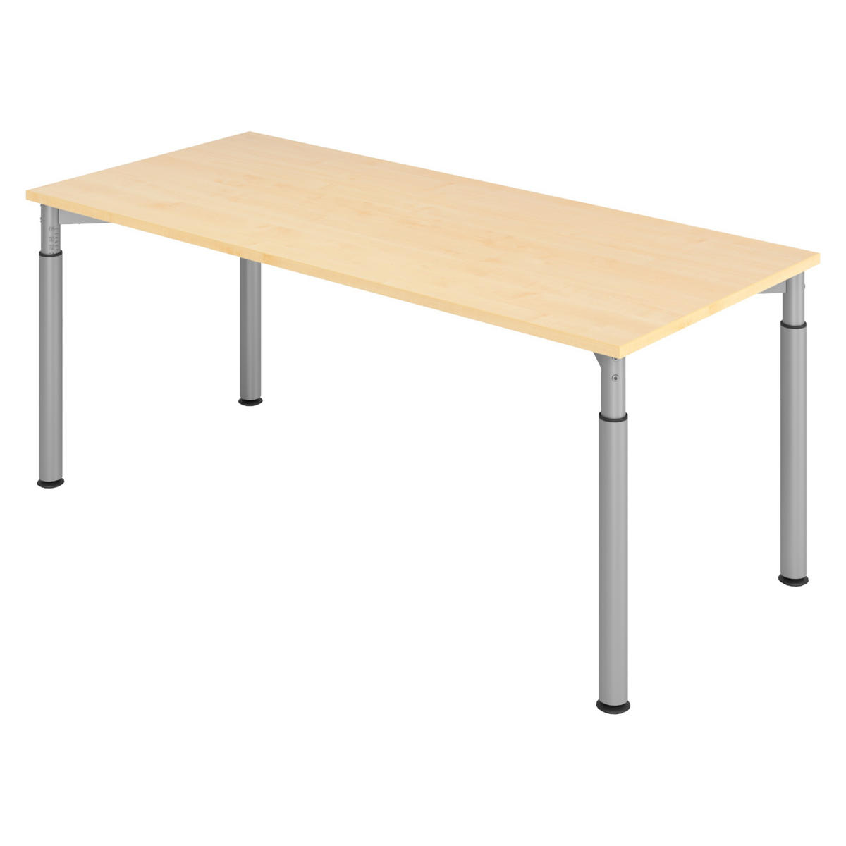 SCHREIBTISCH Serie-Y 80/180/74 cm in Ahornfarben/Silberfarben - Silberfarben/Ahornfarben, Holzwerkstoff (80/180/74cm) - bümö