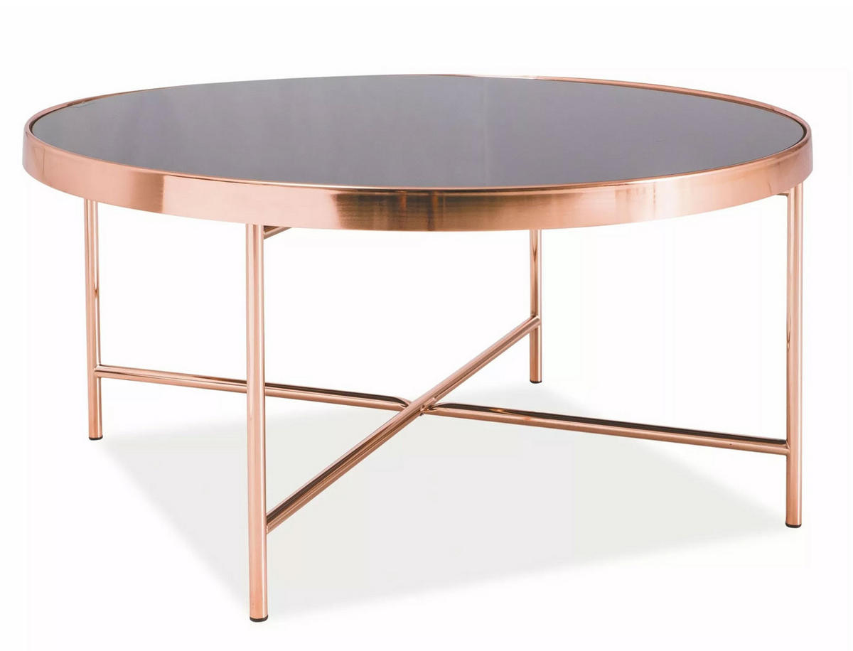 COUCHTISCH Gina schwarz / Kupfer 82 / 82 / 40cm - Schwarz/Kupferfarben, Glas/Holz (82/82/40cm) - Feldmann-Wohnen