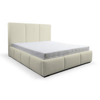 POLSTERBETT Basti mit Kopfteil, 160 x 200 cm, mit Bettkasten und Lattenrost aus Metall, Bouclé-Stoff, Frabe: Beige - Beige, Holz/Kunststoff (160/200cm) - VENASI MÖBEL