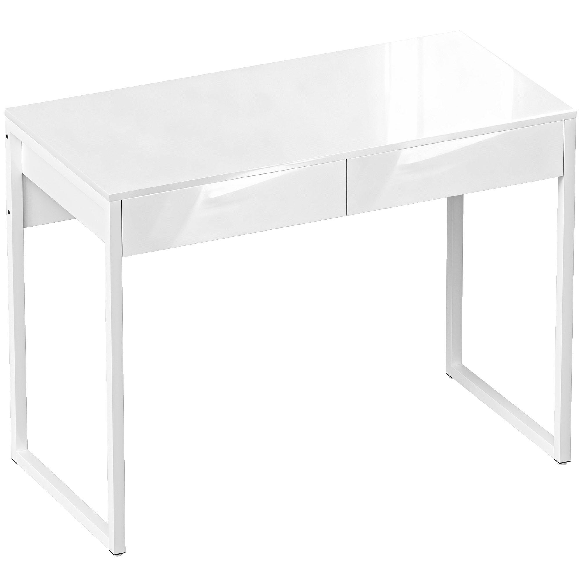 SCHREIBTISCH Stahl Holz Weiß - Weiß, Holzwerkstoff/Kunststoff (100/50/75cm) - HOMCOM