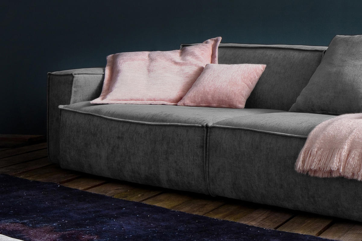 RIESENSOFA SAMU Grau Webstoff - Schwarz/Grau, Textil (418/72/106cm) - KAWOLA