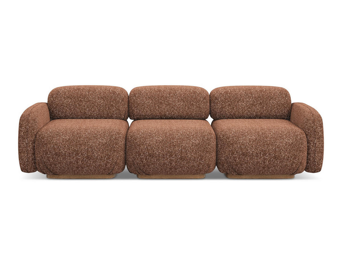 4-SITZER-SOFA Strukturstoff Stoff Orange - Terra cotta/Orange, Holz/Textil (270/73/95cm) - Makamii
