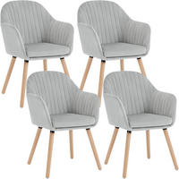 ESSZIMMERSTUHL 4er-Set, Samt, Massivholz, Hellgrau - Hellgrau/Naturfarben, Holz/Textil (42/81/50cm) - Woltu