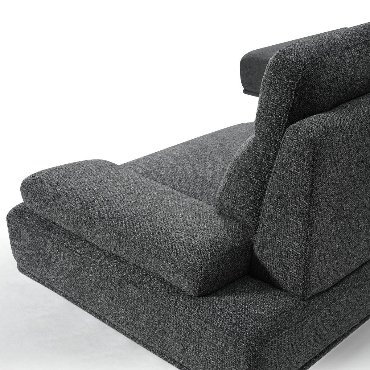 ECKSOFA Webstoff Grau - Schwarz/Grau, Textil/Metall (304/176cm) - Furnhouse