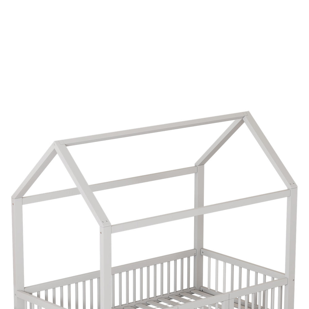 MASSIVHOLZBETT 90x200cm Weiß Doppelbett Hausbett mit Türchen - Weiß, Holz (90/200cm) - FLIEKS