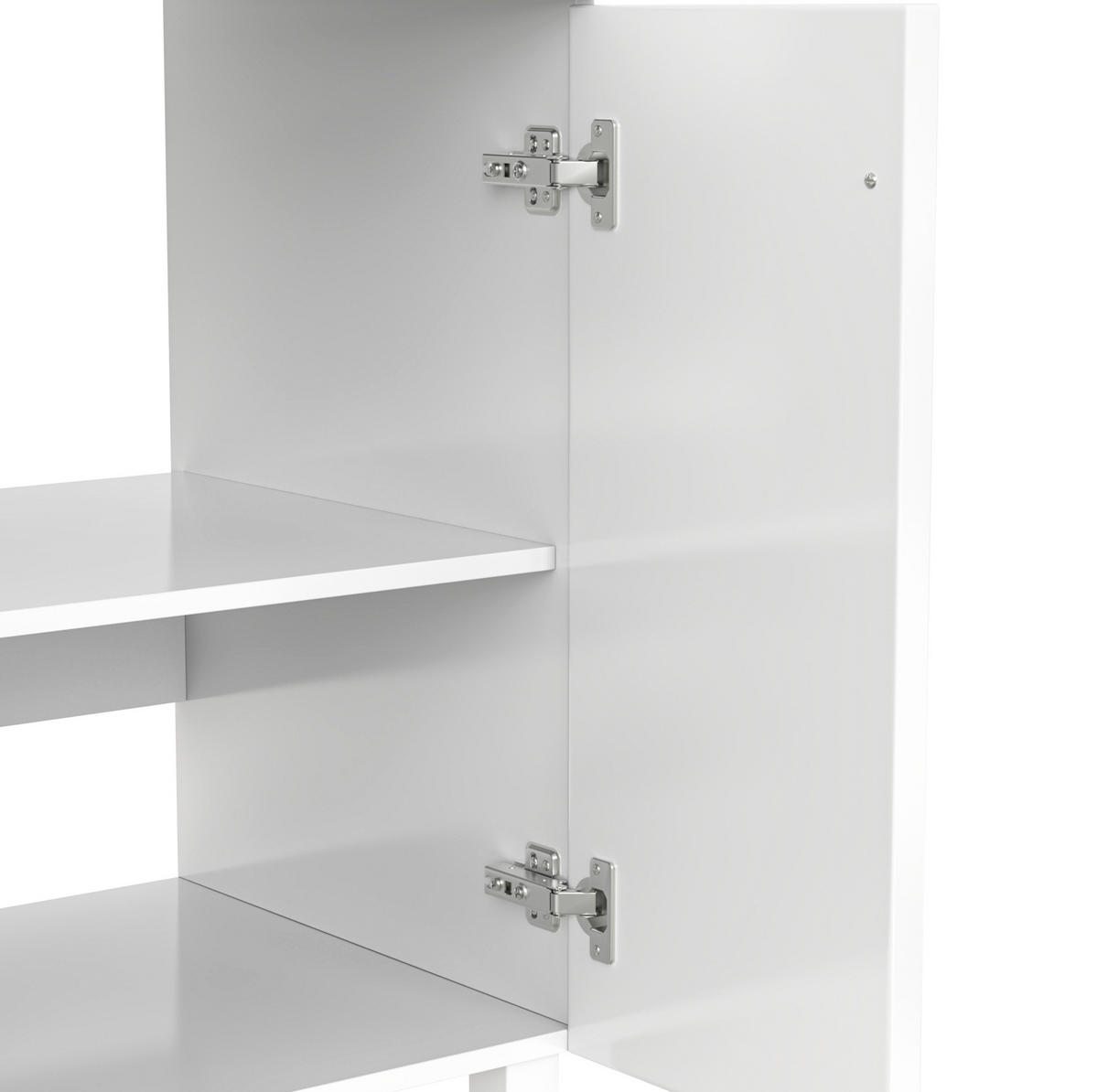 FREISTEHENDER Waschtisch mit Keramikbecken, MDF 81,7x46.8x90 cm, Weiß, Stauraum, pflegeleichte Oberfläche - Weiß, Holzwerkstoff (81.7/90/46.8cm) - Modfu