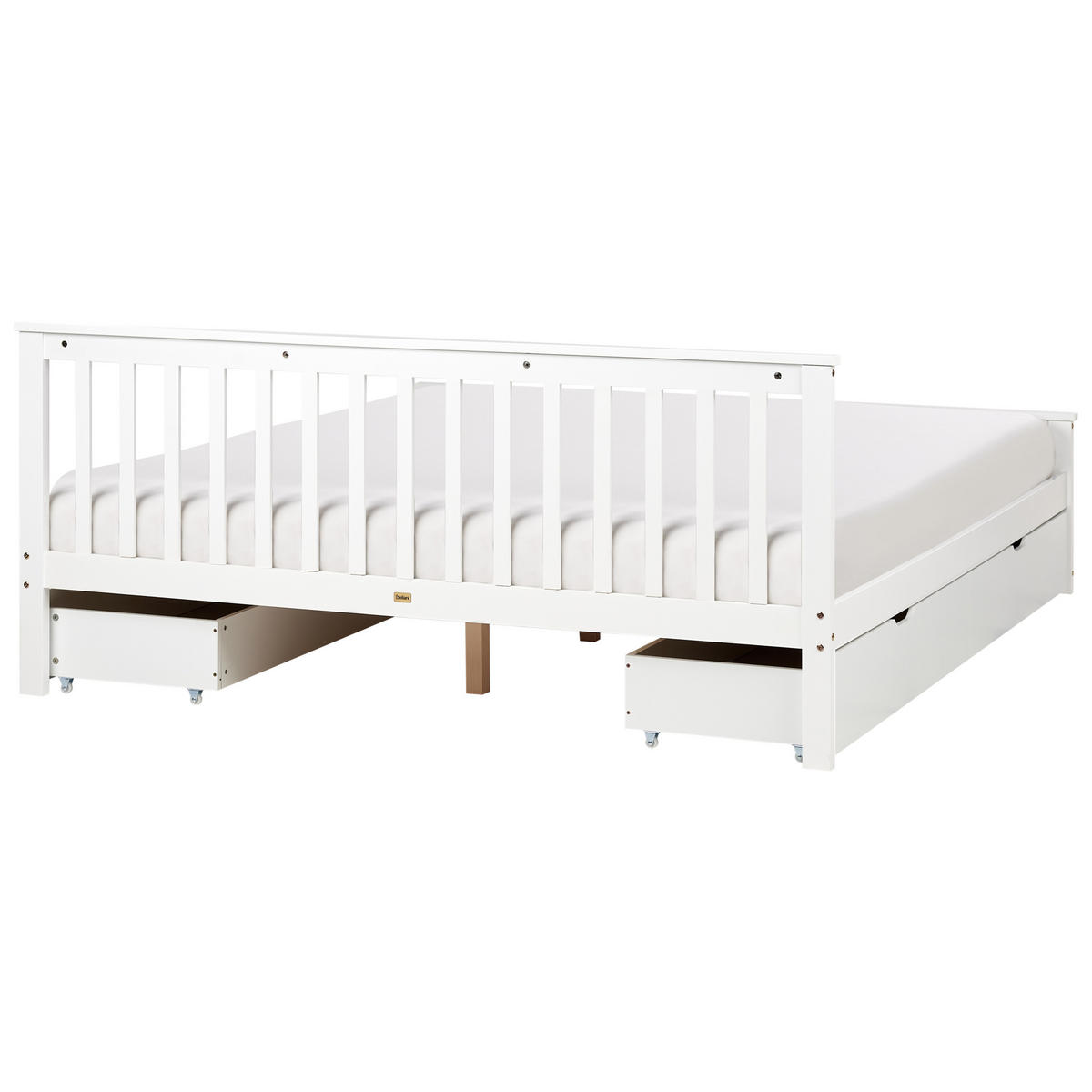 BETT mit Schubladen 180x200 cm Weiß Olendon - Weiß, Holz (180/200cm) - Beliani