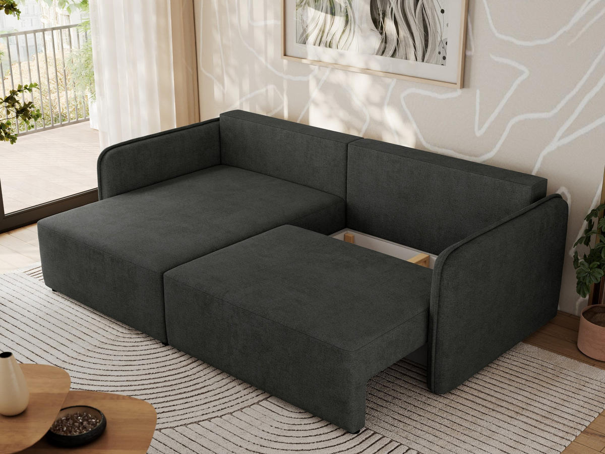 ECKSCHLAFSOFA MESTO L Dunkelgrau Struktur - links - Dunkelgrau/Schwarz, Kunststoff/Textil (227/147cm) - MKS