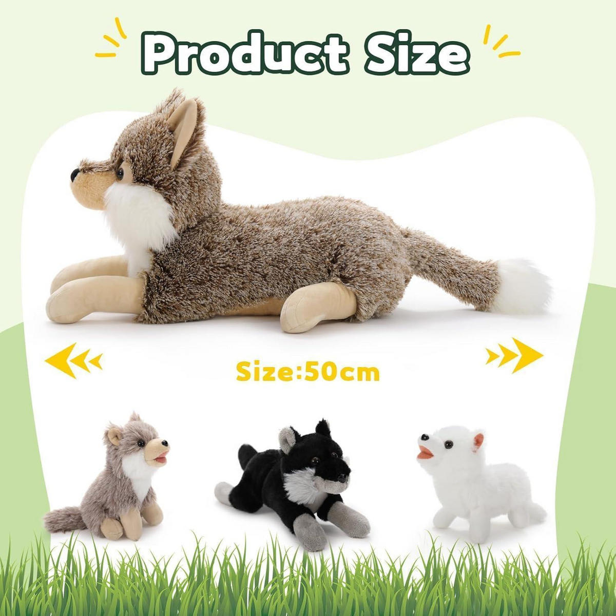 PLÜSCHTIER Wolf mit 3 Babys 50 cm Kaki-weiß - Multicolor, Textil (35/50cm)