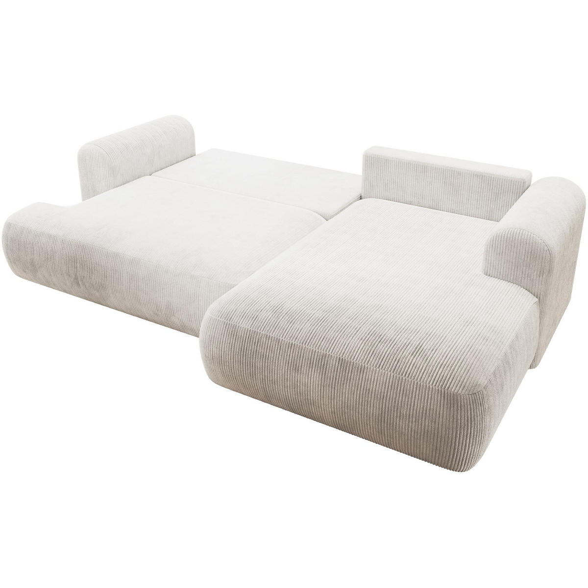 ECKSOFA Ovo Cord mit Cordbezug Weiß, rechts - Schwarz/Weiß, Textil (260/165cm) - Selsey