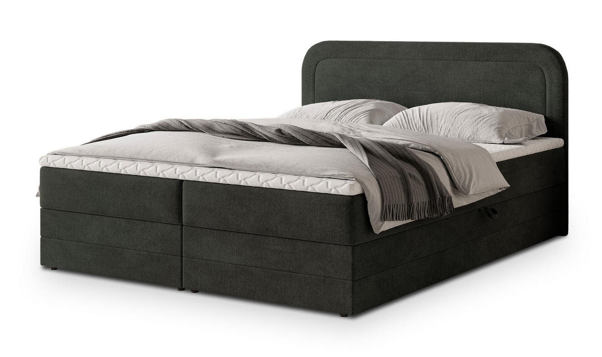 POSTEL BOXSPRING ARMEL 160x200 cm, s matrací a úložným prostorem, černá - černá, kompozitní dřevo/textil (160/200cm) - MASSENO