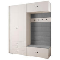 GARDEROBEN-SET 236,7/200/47 - Schwarz/Weiß, Holz/Kunststoff (200/236.7/47cm) - Abiks Möbel