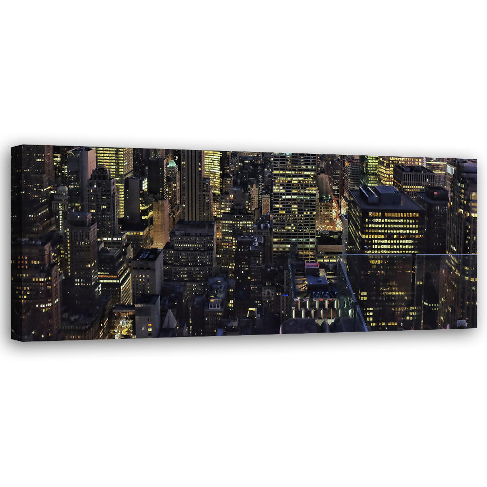 WANDBILD die stadt bei nacht - Grau, Textil (90/30cm) - Feeby