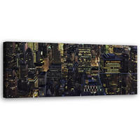 WANDBILD die stadt bei nacht - Grau, Textil (90/30cm) - Feeby