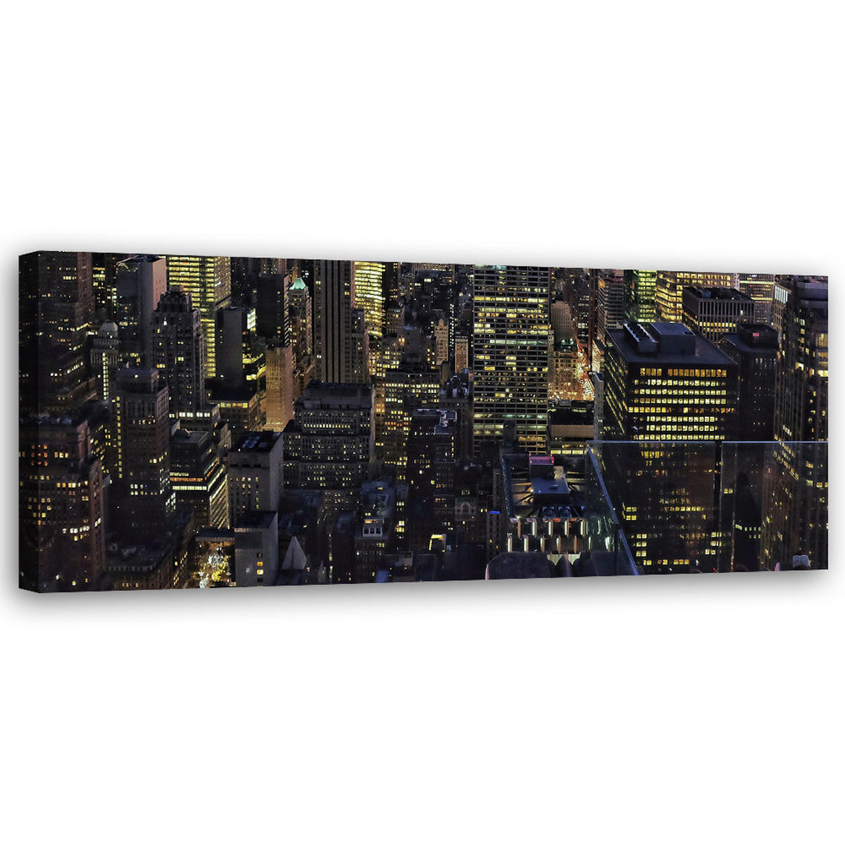 WANDBILD die stadt bei nacht - Grau, Textil (90/30cm) - Feeby