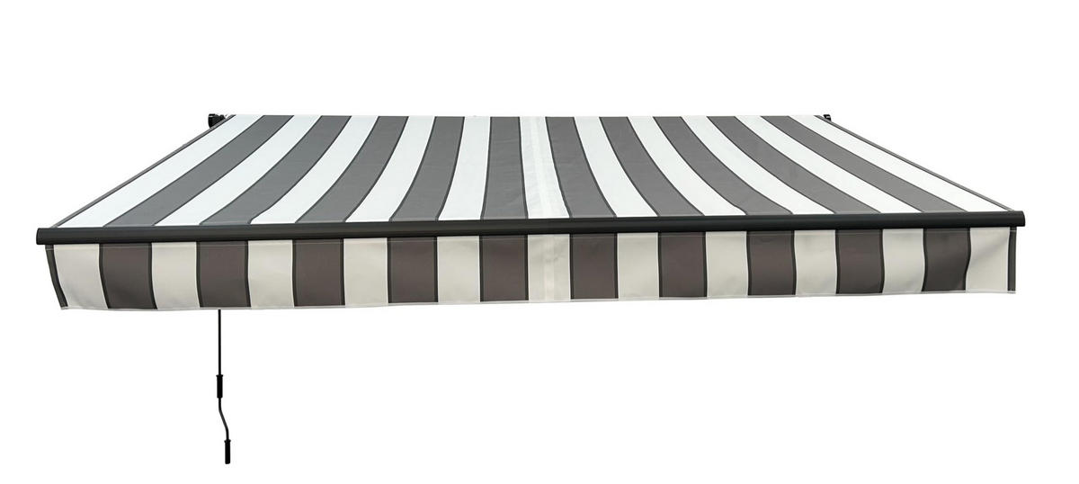 GELENKARMMARKISE Insbruk 300x200cm Grau-Weiß Balkonmarkise Gelenkmarkise - Grau, Kunststoff (295/20/200cm) - DELUKE