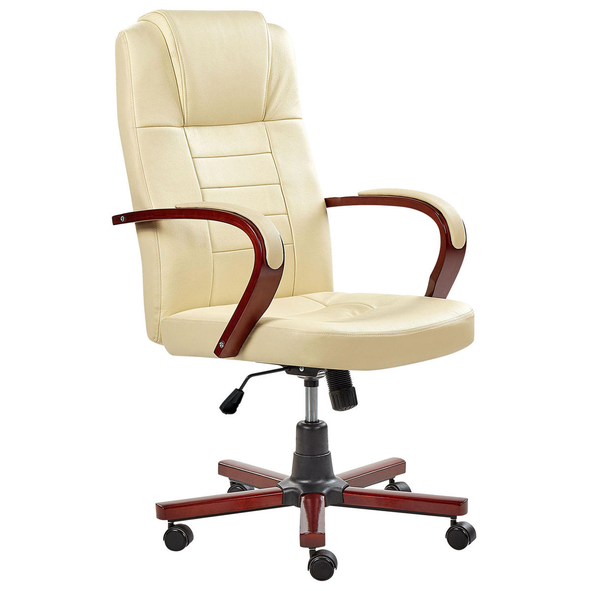 BÜROSTUHL Leder Beige Diamond - Beige, Holz/Fell (67/114/67cm) - Beliani