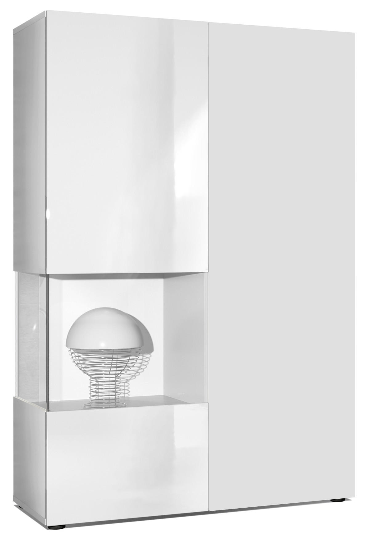 VITRINE Morena Tür und Einsatz in Weiß matt - Weiß, Holzwerkstoff (91.5/136.5/37cm) - Vladon