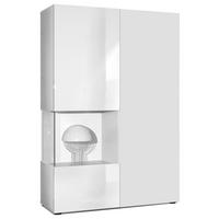 VITRINE Morena Tür und Einsatz in Weiß matt - Weiß, Holzwerkstoff (91.5/136.5/37cm) - Vladon