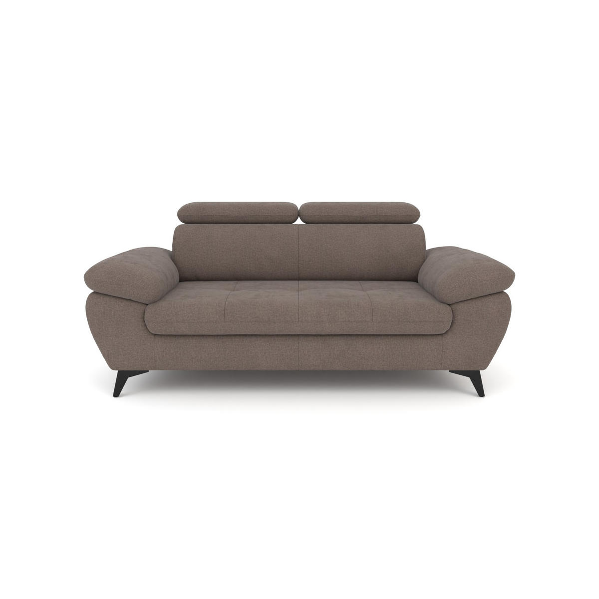 2,5-SITZER Karlstad Chenille Braun verstell. Kopfstützen B 194 cm - Dunkelbraun, Kunststoff/Textil (194/84/100cm) - foamnova