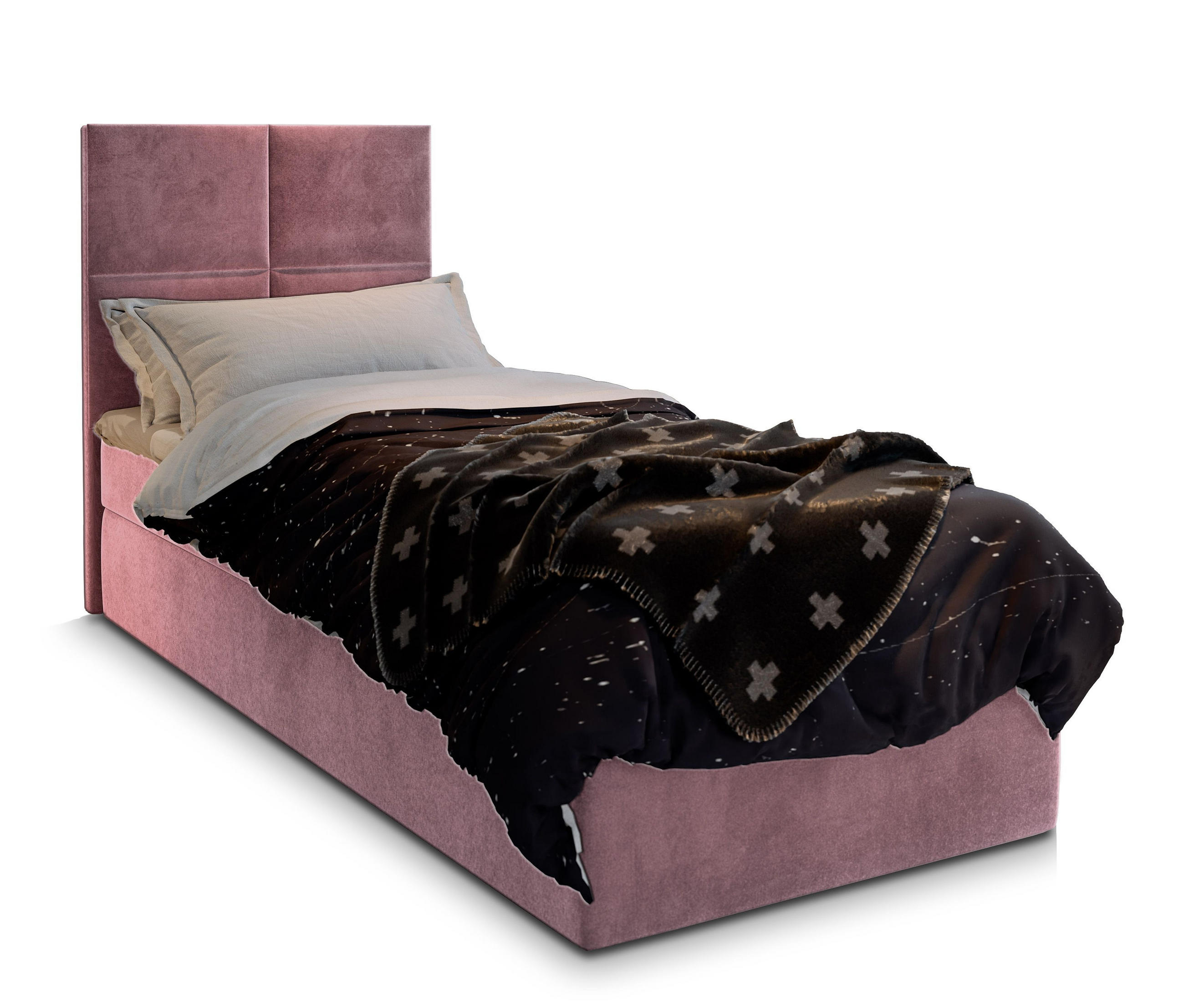 BOXBETT LENA 100 100x200 cm mit Matratze und Topper - Rosa - Rosa, Holz (100/200cm) - MASSENO
