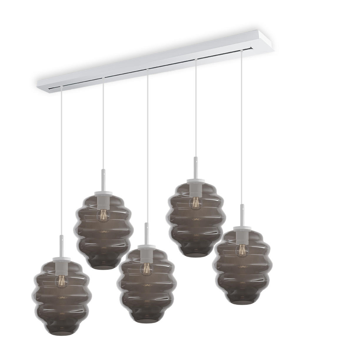 HÄNGELEUCHTE Echos 5-flammig Rauch Ø 25cm - Anthrazit/Weiß, Glas (25/25/28cm) - s.luce