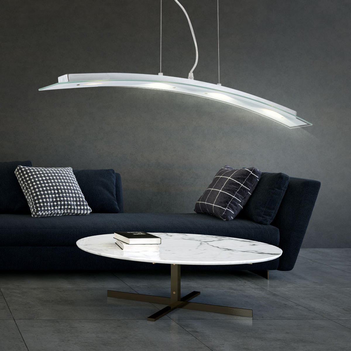 LED HÄNGELEUCHTE Glasplatte Weiß - Weiß, Glas (86/9/120cm) - Globo Lighting