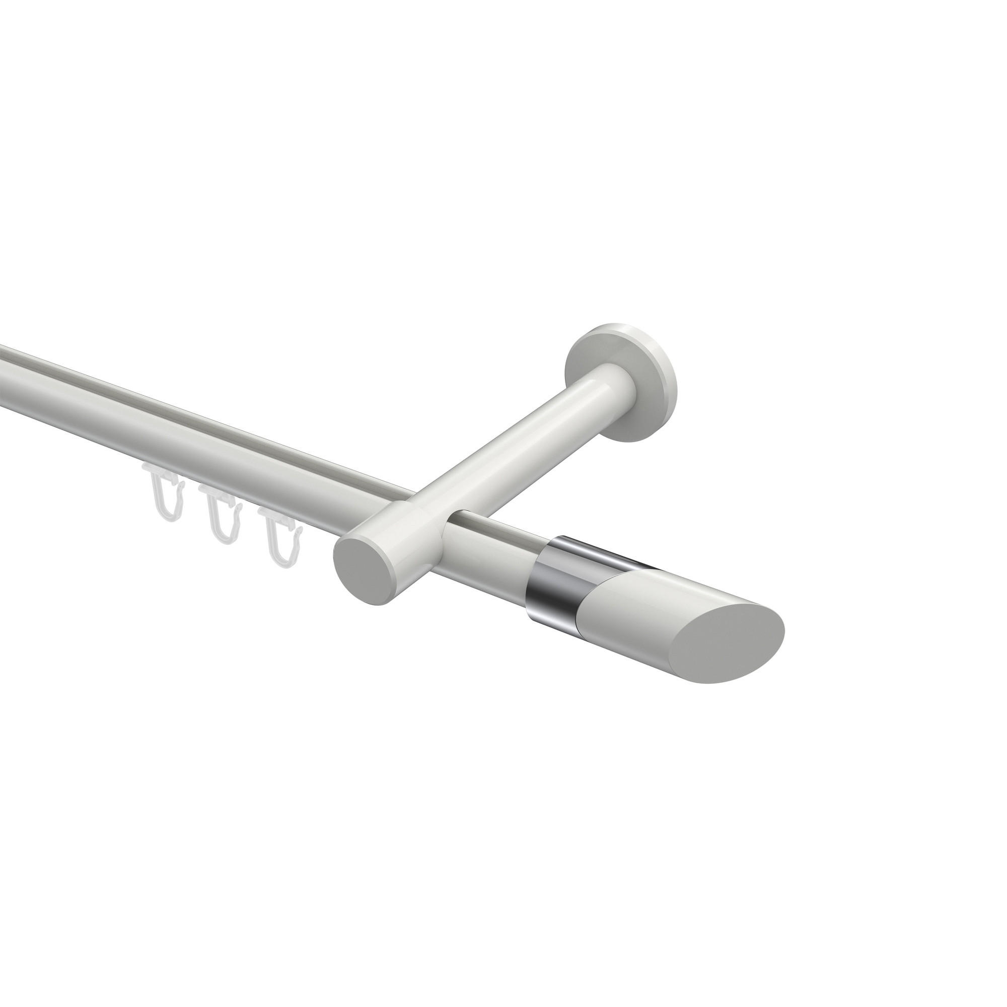 INNENLAUF-GARDINENSTANGEN-SET Prestige Verano 320 cm (geteilt in 2 x 160 cm), 1-läufig, 20 mm Ø Weiß - Chromfarben/Weiß, Metall (320cm) - INTERDECO