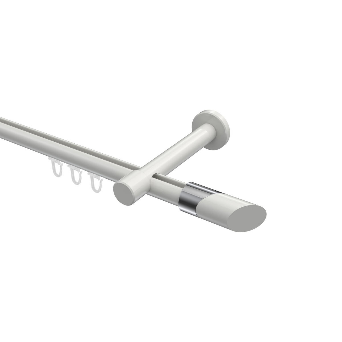 INNENLAUF-GARDINENSTANGEN-SET Prestige Verano 320 cm (geteilt in 2 x 160 cm), 1-läufig, 20 mm Ø Weiß - Chromfarben/Weiß, Metall (320cm) - INTERDECO