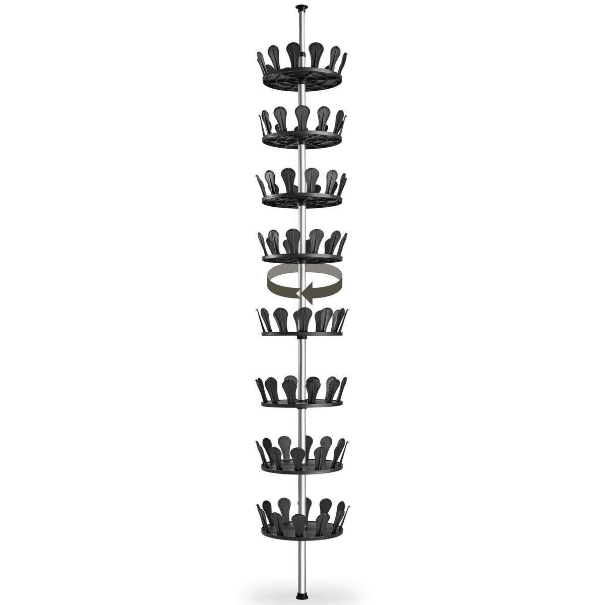 SCHUHKARUSSELL , 26,5 x 100-300 cm, schwarz - Schwarz, Metall (26.5/300/26.5cm) - tectake