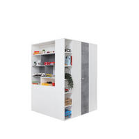 KLEIDERSCHRANK Sally in Weiß und Beton – Begehbarer Eckkleiderschrank - Weiß, Holzwerkstoff (80/200/120cm)