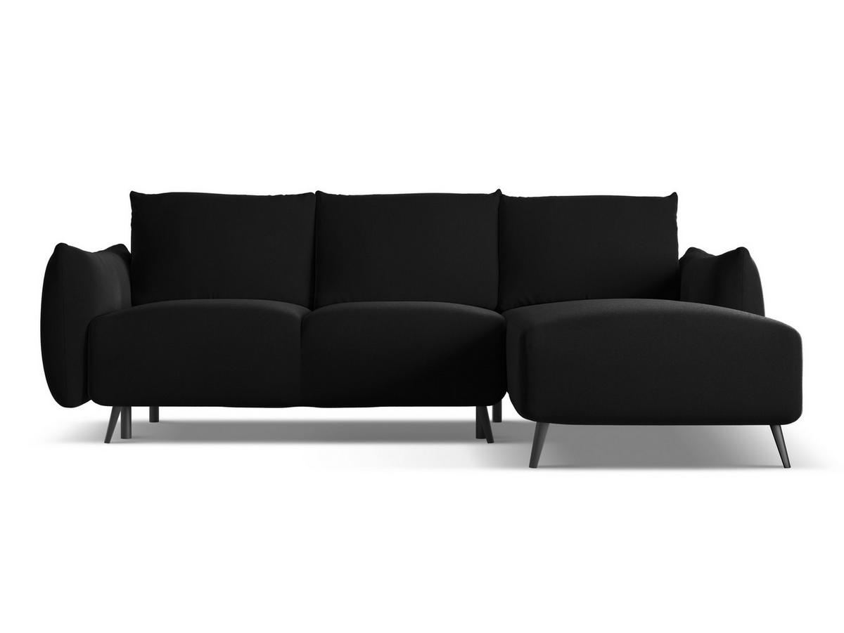 ECKSOFA mit Schlaffunktion Samt Stoff Schwarz - Schwarz, Textil/Metall (242/162cm) - Makamii