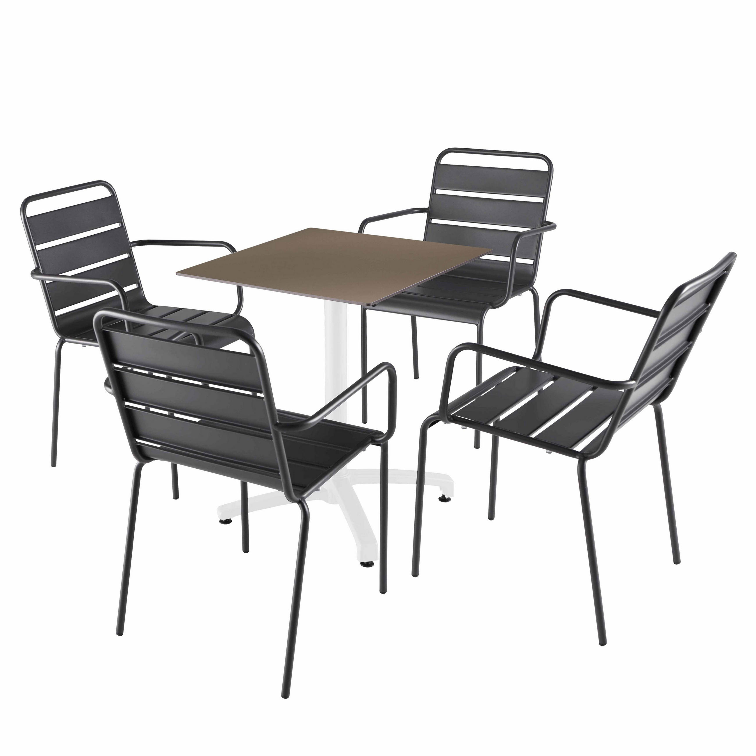 GARTENSET 5-tlg., Taupe und Grau - Grau, Metall - Oviala