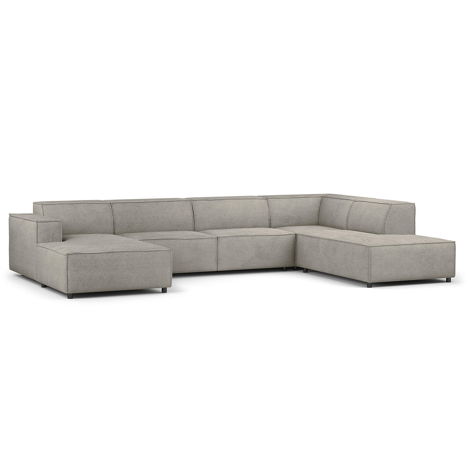 WOHNLANDSCHAFT mit Longchair & Ottomane - Graubraun/Schwarz, Kunststoff/Textil (369/70/234cm) - home24