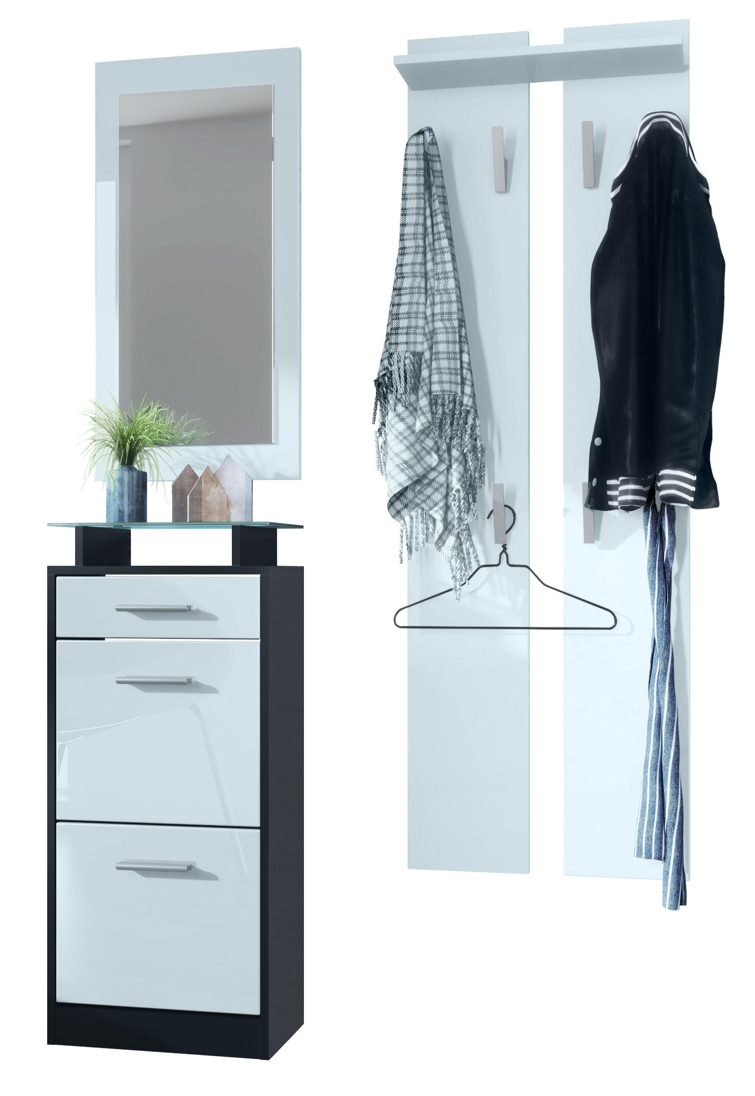 GARDEROBE Loret Front in Weiß Hochglanz - Weiß Hochglanz, Holzwerkstoff (140/200/23cm) - Vladon