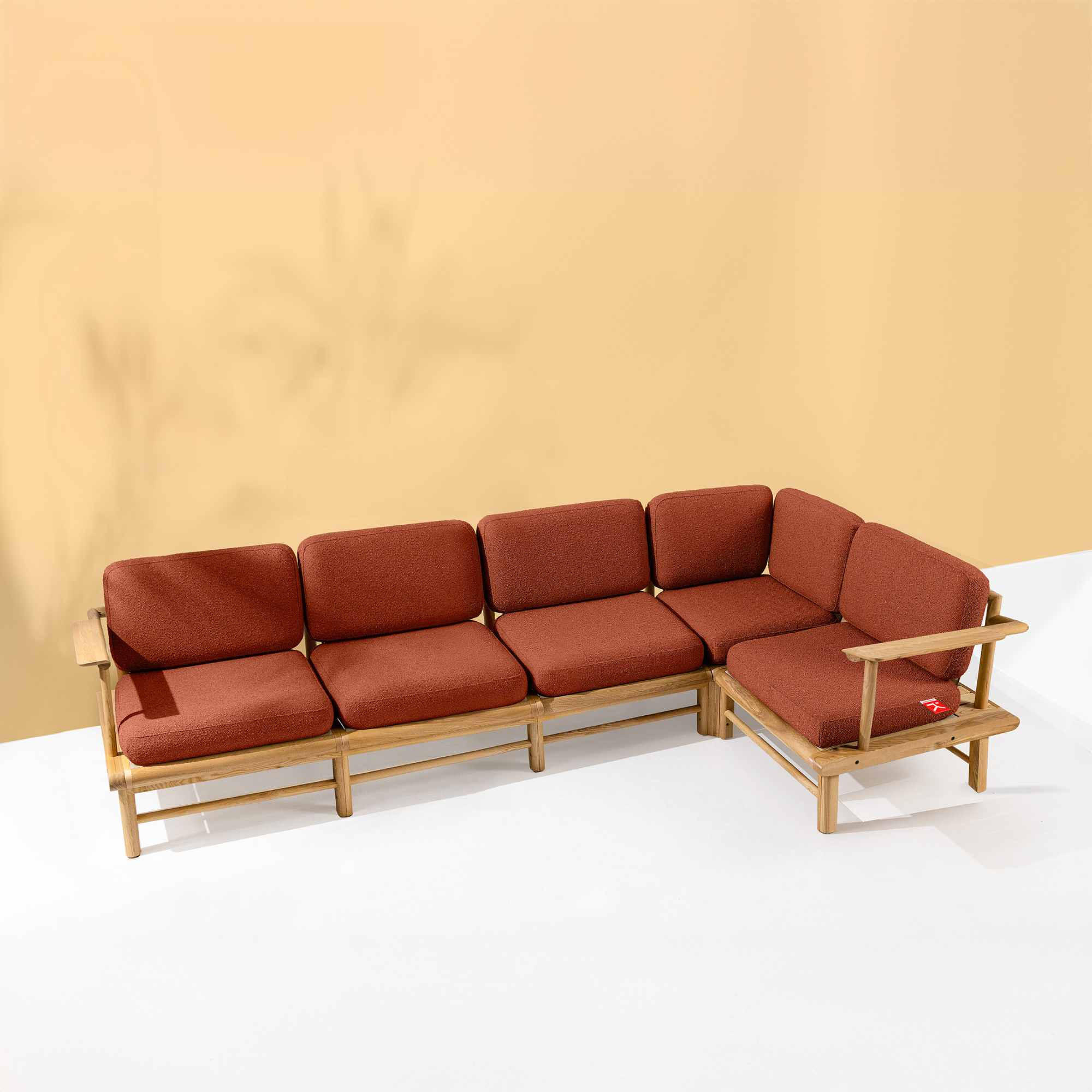 Thumbnail - Konsimo® Loungesofa, Orange, Holz, Textil, 300x80x160 cm, Loungemöbel, Gartensofas