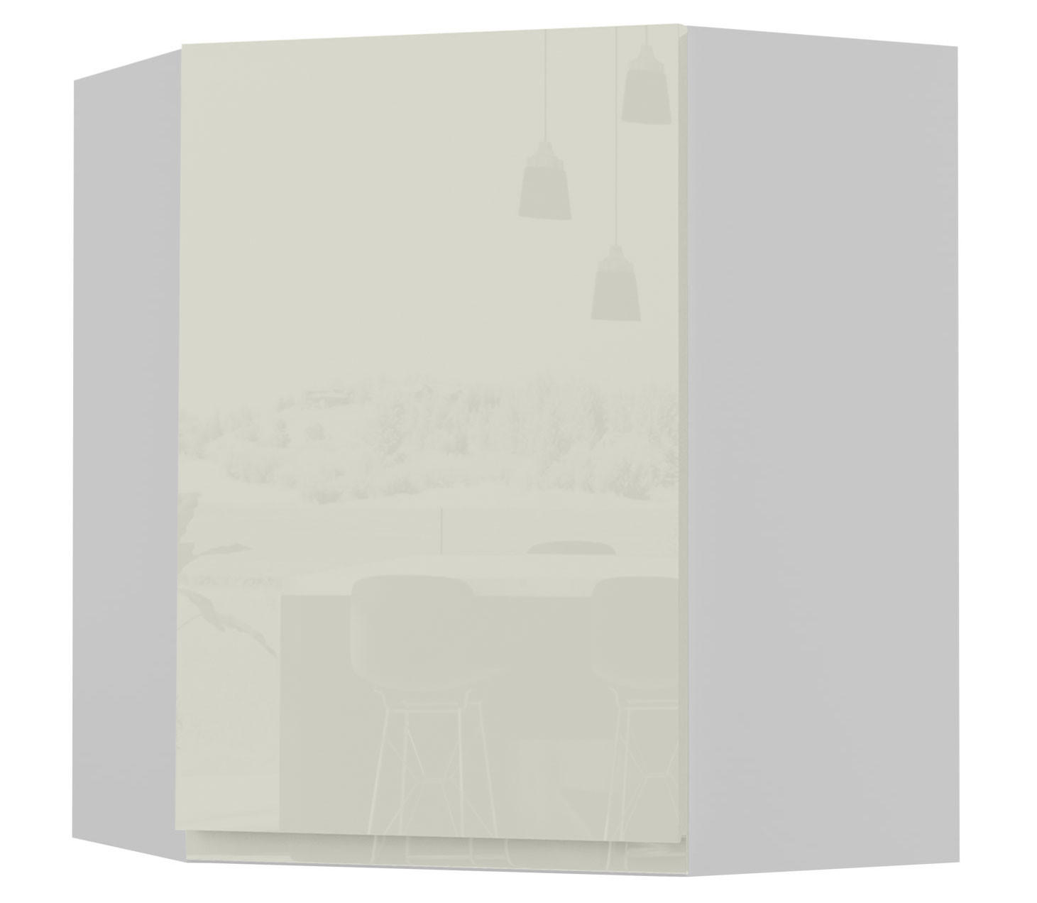 HÄNGESCHRANK Florence W10/60 Weiß / RAL 1013 perlweiß HG 60 / 60 / 72cm - Türanschlag links - Weiß Hochglanz/Weiß, Holz/Holzwerkstoff (60/72/60cm) - Feldmann-Wohnen