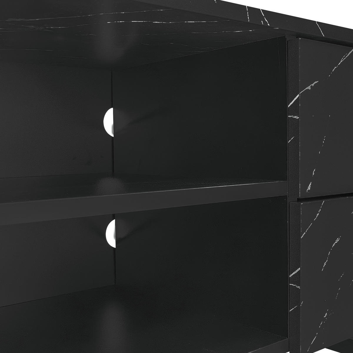 TV-SCHRANK 200/38/50 cm schwarz/holzfarben aus MDF mit LED - Schwarz, Holzwerkstoff (200/50/38cm) - OKWISH
