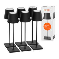 LED Akku-Tischlampe, Nuindie 3.0 6er-Set, nachtschwarz - Schwarz, Metall (38/10/38cm) - Sigor