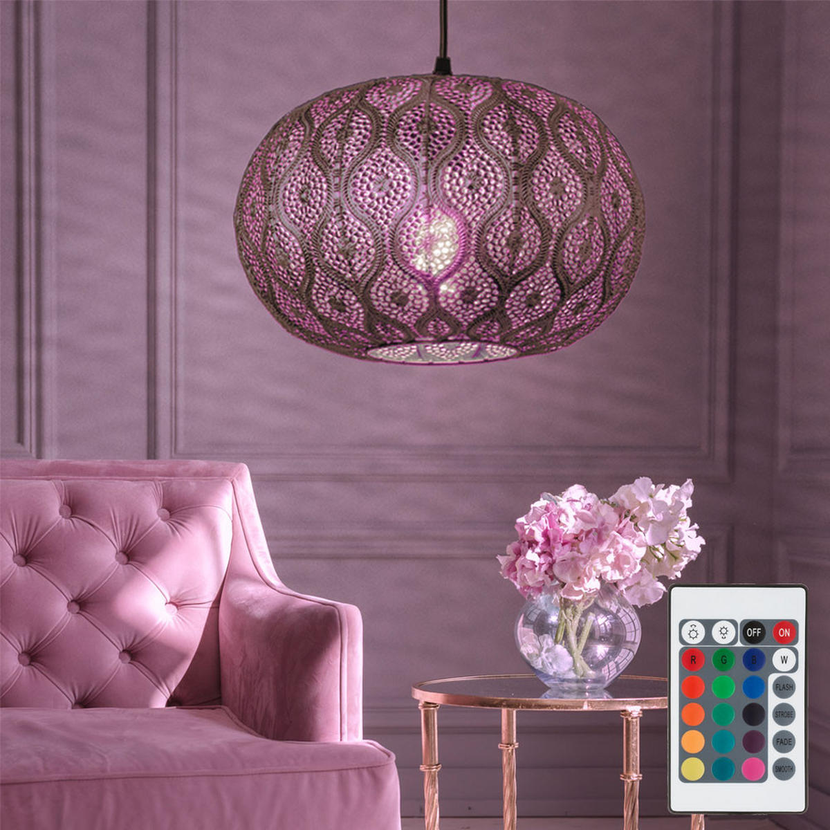 LED HÄNGELEUCHTE SOLERA Silber Metallic - Schwarz, Metall (30/30/120cm) - Globo Lighting