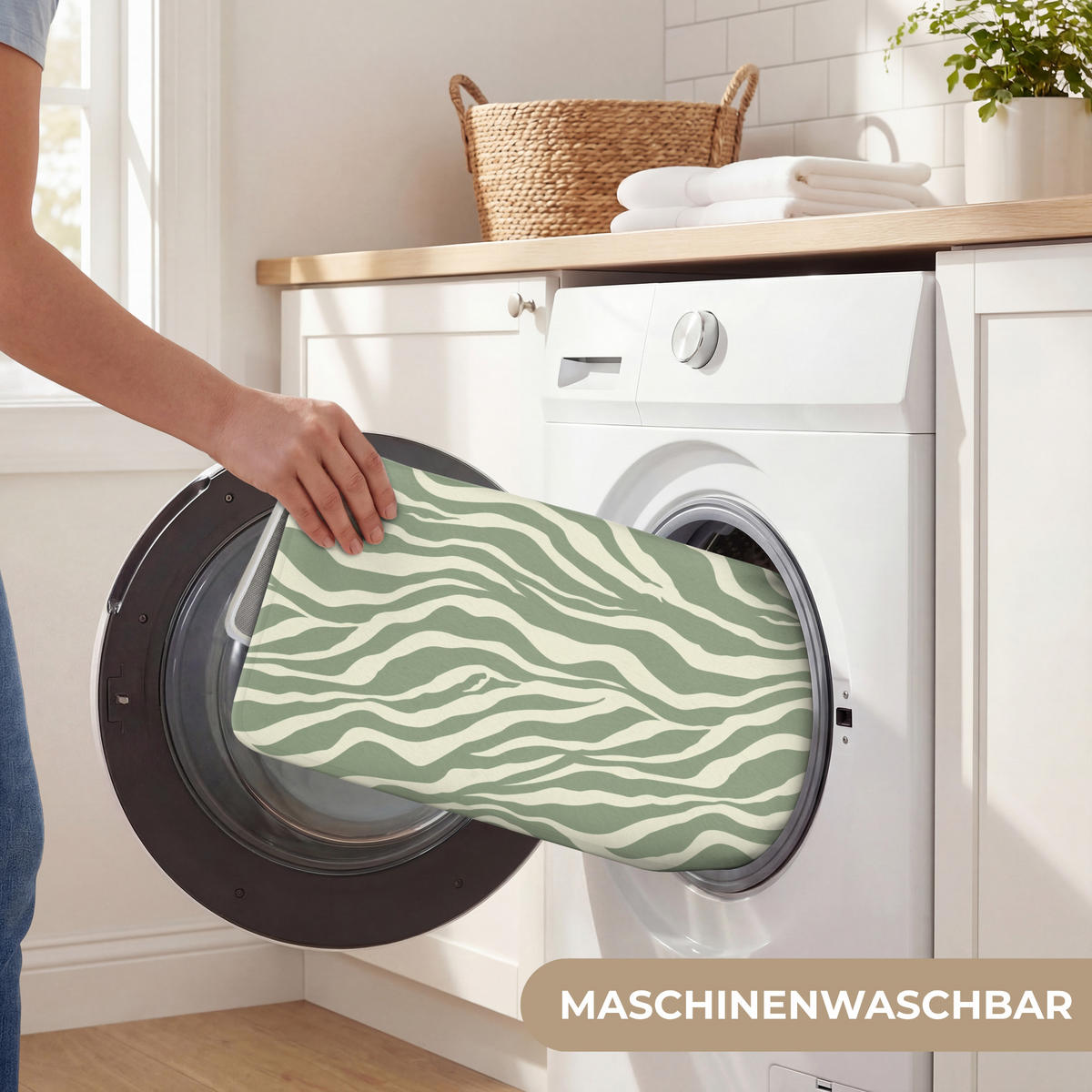 WC PŘEDLOŽKA Zebra - Motiv - zelená 50x80 cm - šalvějově zelená, textil/plast (50/1cm) - OnlyWow